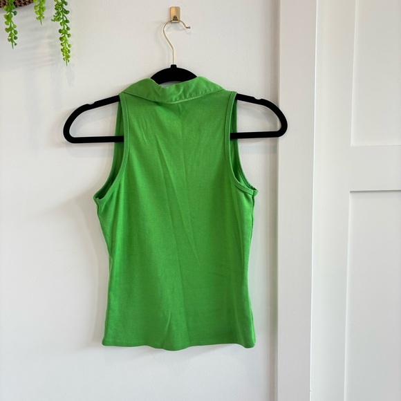 Clothes Brand 100% Pure Cotton Green Women's Collard Sleeveless V-Neck Top Small - Picture 5 of 10
